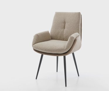 DELIFE Eetkamerstoel Clea-Flex materiaalmix mud 4-poot conisch zwart