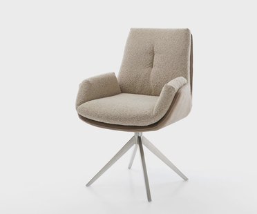 DELIFE Draaistoel Clea-Flex materiaalmix mud kruisframe breed roestvrij staal 360° draaibaar