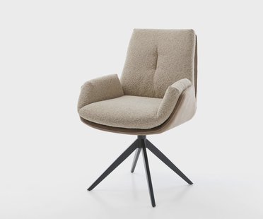 DELIFE Draaistoel Clea-Flex materiaalmix mud kruisframe breed zwart 360° draaibaar