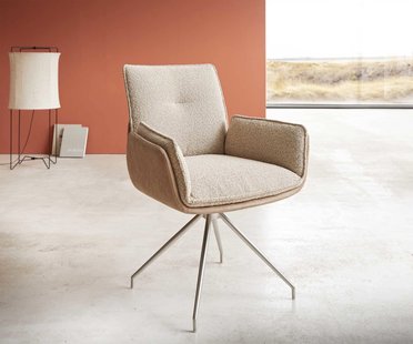 DELIFE Draaistoel Nela-Flex materiaalmix mud kruisframe conisch roestvrij staal 180° draaibaar