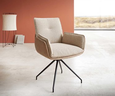 DELIFE Draaistoel Nela-Flex materiaalmix mud kruisframe conisch zwart 180° draaibaar