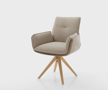 DELIFE Draaistoel Nela-Flex materiaalmix mud houten frame hoekig natuur 180° draaibaar