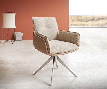 DELIFE Draaistoel Nela-Flex materiaalmix mud kruisframe breed roestvrij staal 360° draaibaar