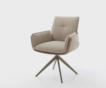 DELIFE Draaistoel Nela-Flex materiaalmix mud kruisframe breed afwerking met titanium 360° draaibaar