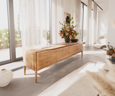 DELIFE Tv-meubel Simcha 200 cm natuur acacia 4 deuren