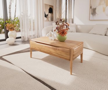 DELIFE Salontafel Simcha 100x50 cm natuur acacia 2 kleppen