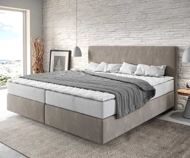 DELIFE Boxspringbed Dream-Well microvezel beige 200x200 cm met pocketveringmatras en Visco topperBoxspringbed Dream-Well microvezel beige 200x200 cm met pocketveringmatras en Visco topper