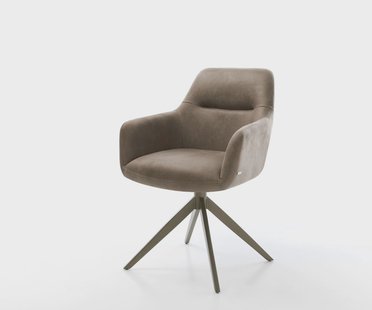 DELIFE Draaistoel Pejo-Flex microvelours taupe vintage kruisframe breed afwerking met titanium 360° draaibaar pocketveer kern