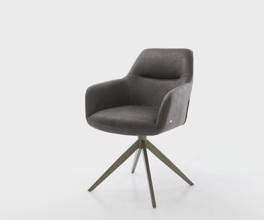 DELIFE Draaistoel Pejo-Flex microvelours antraciet vintage kruisframe breed afwerking met titanium 360° draaibaar pocketveer kern