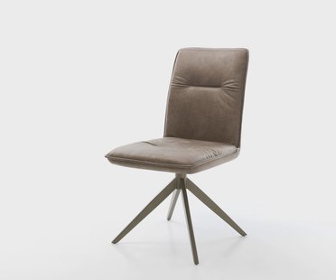 DELIFE Draaistoel Vinjo-Flex microvelours taupe vintage kruisframe breed afwerking met titanium 360° draaibaar