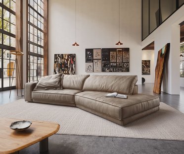 DELIFE Big sofa Snoosh 400x150 cm microvezel Mud vintage Recamiere rechts