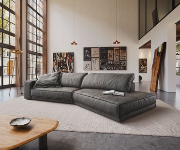 DELIFE Big-sofa Snoosh 400x150 cm Microvezel zwart Vintage Recamiere rechts