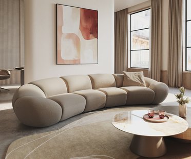 DELIFE Grote sofa Lunna 360x175 cm Bouclé natuur 2 kussens