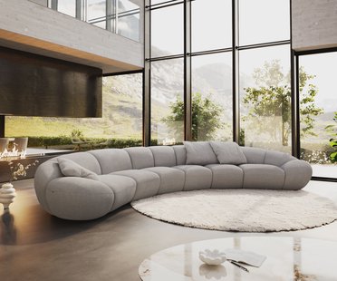 DELIFE Bigsofa Lunna 470x210 cm Zachte grijze stof met structuur 3 kussens