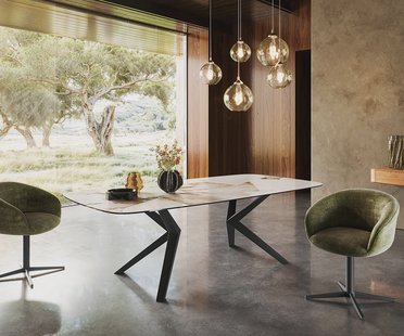 DELIFE Eettafel Edge Boot 240x120 keramiek Iris FMG Patagonia Lappato Zenthara rand metaal zwart