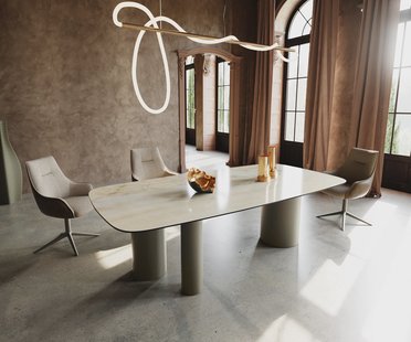 DELIFE Eetkamertafel Edge Boot 240x120 keramiek Iris FMG Onice OroTroa metaal effectafwerking titaan