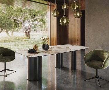 DELIFE Eetkamertafel Edge Boot 240x120 keramiek Iris FMG Patagonia Lappato Troa roestvrij staal grafiet