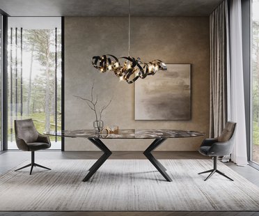 DELIFE Eetkamertafel Edge ovaal 280x130 keramiek Iris FMG Agatablack Zenthara hoekig metaal zwart