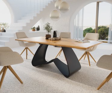 DELIFE Eetkamertafel Edge 200x100x2,5-3 eiken natuurW-frame metaal zwart Live-Edge