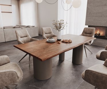 DELIFE Eetkamertafel Edge 200x100 acacia bruin Troa metaal effectafwerking titaan Live-Edge