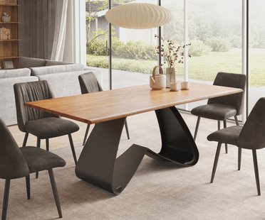 DELIFE Eetkamertafel Edge 200x100 acacia natuurW-frame metaal zwart Live-Edge