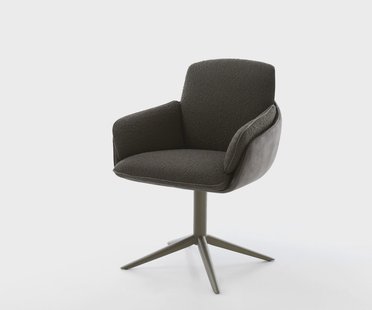 DELIFE Draaistoel Luan-Flex met armleuning materiaalmix zwart kruispoot afwerking met titanium 360° draaibaar rocker-functie