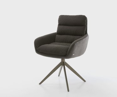 DELIFE Draaistoel Abelia-Flex met armleuning materiaalmix zwart kruisframe breed afwerking met titanium 360° draaibaar rocker-functie