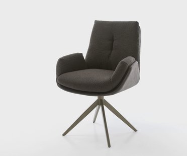 DELIFE Draaistoel Clea-Flex materiaalmix zwart kruisframe breed afwerking met titanium 360° draaibaar rocker-functie