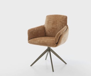 DELIFE Draaistoel Luan-Flex met armleuning chenille Roest kruisframe breed afwerking met titanium 360° draaibaar rocker-functie