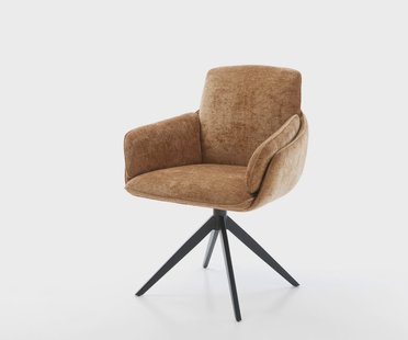 DELIFE Draaistoel Luan-Flex met armleuning chenille Roest kruisframe breed zwart 360° draaibaar rocker-functie