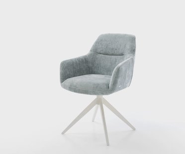 DELIFE Draaistoel Pejo-Flex chenille pastelblauw kruisframe breed wit 360° draaibaar rocker-functie pocketveer kern