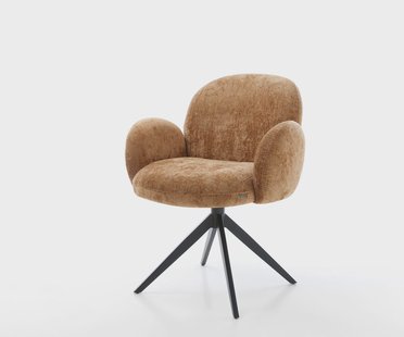 DELIFE Draaistoel Nube-Flex met armleuning chenille Roest kruisframe breed zwart 360° draaibaar rocker-functie pocketveer kern