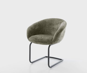 DELIFE Sledemodel Vinka-Flex met armleuning chenille olijfgroen sledemodel rond zwart pocketveer kern