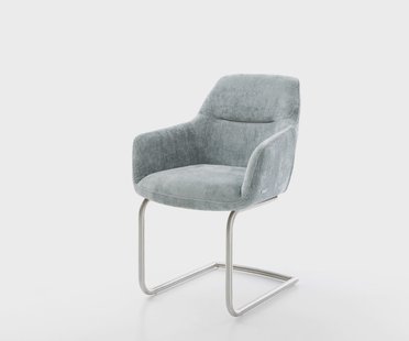 DELIFE Sledemodel Pejo-Flex chenille pastelblauw sledemodel rond roestvrij staal pocketveer kern
