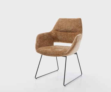 DELIFE Eetkamerstoel Yago-Flex met armleuning chenille Roest slipframe zwart pocketveer kern