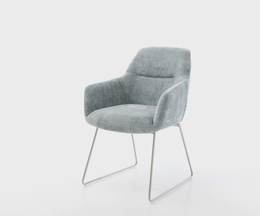 DELIFE Eetkamerstoel Pejo-Flex chenille pastelblauw slipframe roestvrij staal pocketveer kern