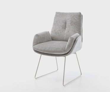 DELIFE Eetkamerstoel Clea-Flex chenille zilver grijs slipframe roestvrij staal