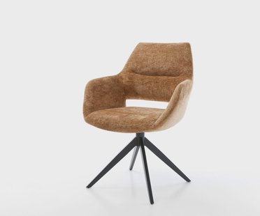 DELIFE Draaistoel Yago-Flex met armleuning chenille Roest kruisframe breed zwart 360° draaibaar rocker-functie pocketveer kern