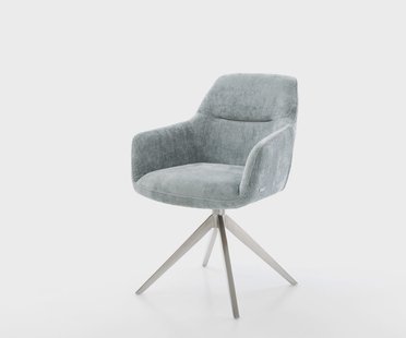 DELIFE Draaistoel Pejo-Flex chenille pastelblauw kruisframe breed roestvrij staal 360° draaibaar rocker-functie pocketveer kern