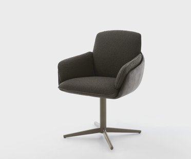 DELIFE Draaistoel Luan-Flex met armleuning materiaalmix zwart kruispoot afwerking met titanium 360° draaibaar