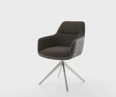 DELIFE Draaistoel Pejo-Flex materiaalmix zwart kruisframe breed roestvrij staal 360° draaibaar rocker-functie pocketveer kern