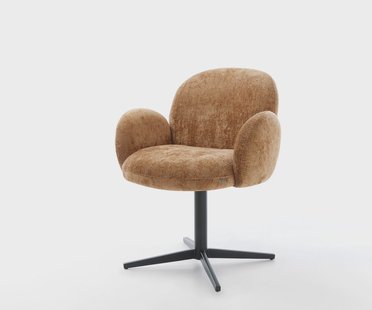 DELIFE Draaistoel Nube-Flex met armleuning chenille Roest kruispoot zwart 360° draaibaar pocketveer kern