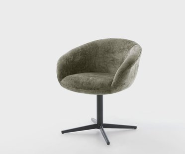 DELIFE Draaistoel Vinka-Flex met armleuning chenille olijfgroen kruispoot zwart 360° draaibaar pocketveer kern