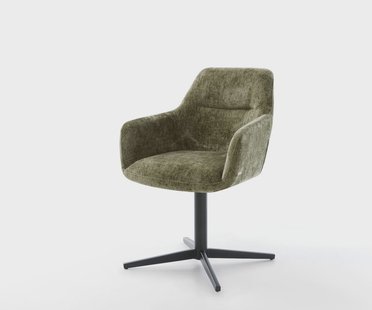 DELIFE Draaistoel Pejo-Flex chenille olijfgroen kruispoot zwart 360° draaibaar pocketveer kern