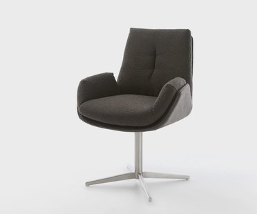 DELIFE Draaistoel Clea-Flex materiaalmix zwart kruispoot roestvrij staal 360° draaibaar