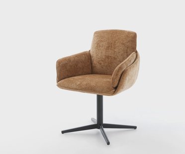 DELIFE Draaistoel Luan-Flex met armleuning chenille Roest kruispoot zwart 360° draaibaar