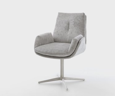 DELIFE Draaistoel Clea-Flex chenille zilver grijs kruispoot roestvrij staal 360° draaibaar