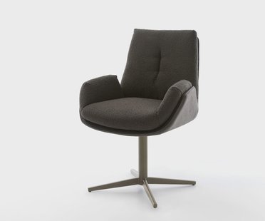 DELIFE Draaistoel Clea-Flex materiaalmix zwart kruispoot afwerking met titanium 360° draaibaar