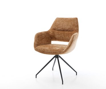 DELIFE Draaistoel Yago-Flex met armleuning chenille Roest kruisframe conisch zwart 180° draaibaar pocketveer kern