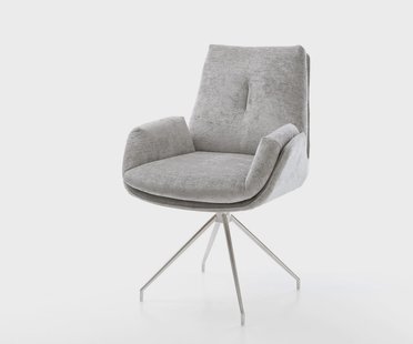 DELIFE Draaistoel Clea-Flex chenille zilver grijs kruisframe conisch roestvrij staal 180° draaibaar